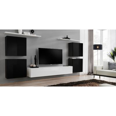 Meuble TV Mural Design "Switch IV" 320cm Noir & Blanc