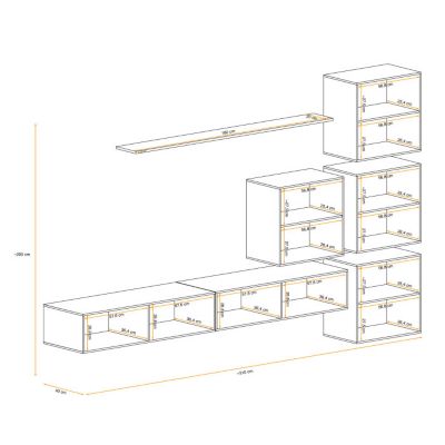Meuble TV Mural Design "Switch IX" 310cm Blanc & Naturel