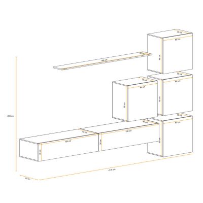 Meuble TV Mural Design "Switch IX" 310cm Noir & Gris