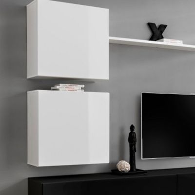 Meuble TV Mural Design "Switch VIII" 280cm Blanc & Noir