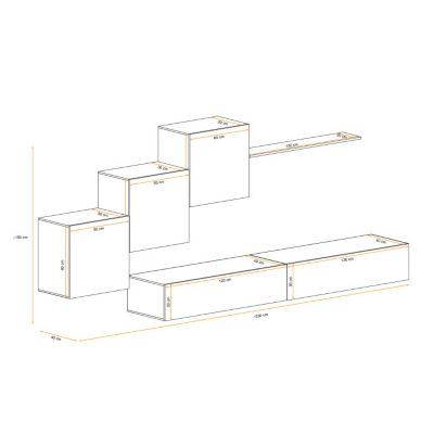 Meuble TV Mural Design "Switch X" 330cm Gris & Blanc