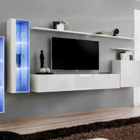 Meuble TV Mural Design "Switch XI" 330cm Blanc