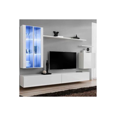 Meuble TV Mural Design "Switch XII" 270cm Blanc