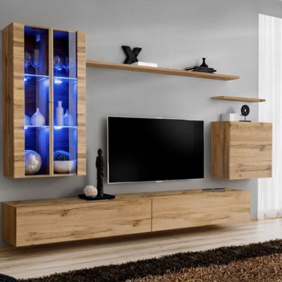 Meuble TV Mural Design "Switch XII" 270cm Naturel