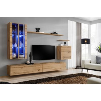 Meuble TV Mural Design "Switch XII" 270cm Naturel