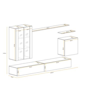 Meuble TV Mural Design "Switch XII" 270cm Naturel
