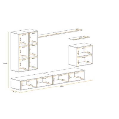 Meuble TV Mural Design "Switch XII" 270cm Naturel