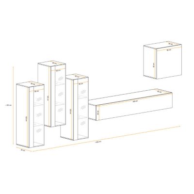 Meuble TV Mural Design "Switch XIII" 330cm Blanc