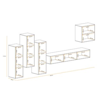 Meuble TV Mural Design "Switch XIII" 330cm Blanc