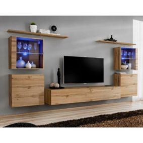 Meuble TV Mural Design "Switch XIV" 320cm Naturel