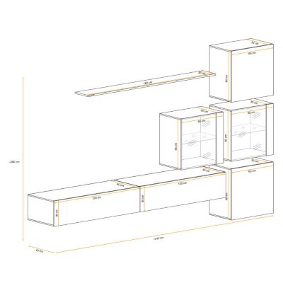 Meuble TV Mural Design "Switch XIX" 310cm Blanc