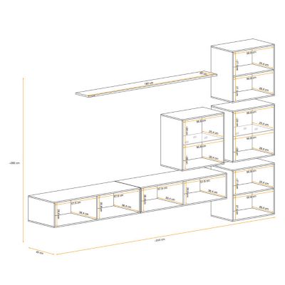 Meuble TV Mural Design "Switch XIX" 310cm Blanc