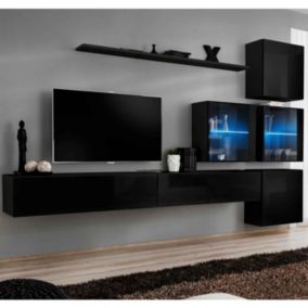 Meuble TV Mural Design "Switch XIX" 310cm Noir