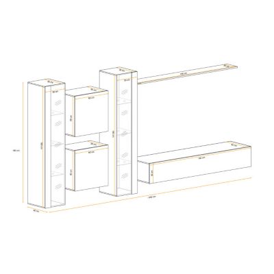 Meuble TV Mural Design "Switch XVI" 330cm Naturel & Blanc