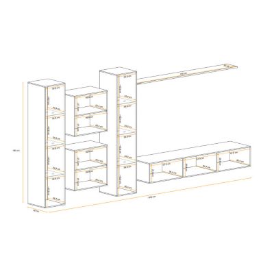 Meuble TV Mural Design "Switch XVI" 330cm Naturel