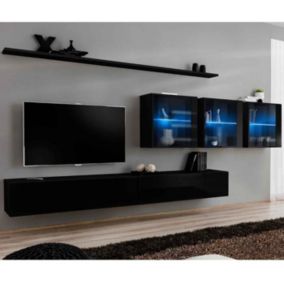 Meuble TV Mural Design "Switch XVII" 340cm Noir