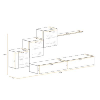 Meuble TV Mural Design "Switch XX" 330cm Gris & Blanc