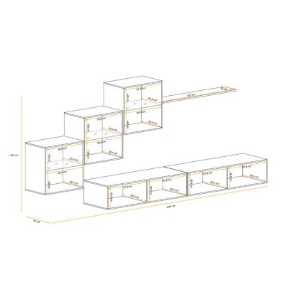 Meuble TV Mural Design "Switch XX" 330cm Gris & Blanc