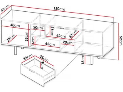 Meuble TV "Nawil"  150 x 52 x 41 cm  Beige