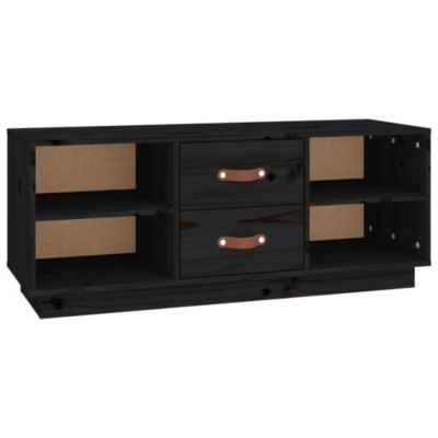 Meuble TV Noir 100x34x40 cm Bois de pin massif - Prolenta Premium