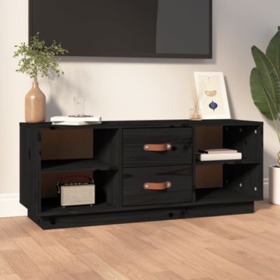 Meuble TV Noir 100x34x40 cm Bois de pin massif - Prolenta Premium