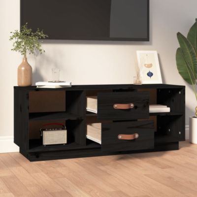 Meuble TV Noir 100x34x40 cm Bois de pin massif - Prolenta Premium