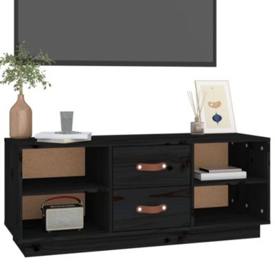 Meuble TV Noir 100x34x40 cm Bois de pin massif - Prolenta Premium