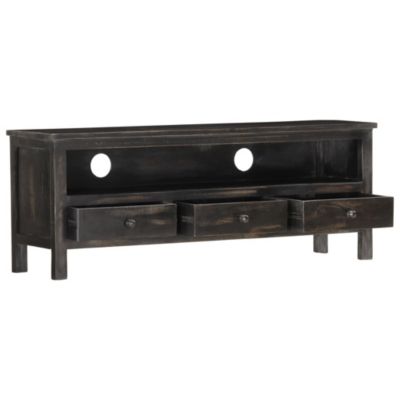 Meuble TV Noir 120x30x45 cm Bois solide de manguier - Prolenta Premium