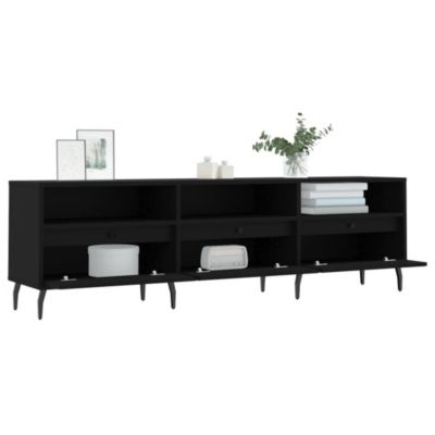 Meuble TV noir 150x30x44,5 cm bois d'ingénierie - Prolenta Premium