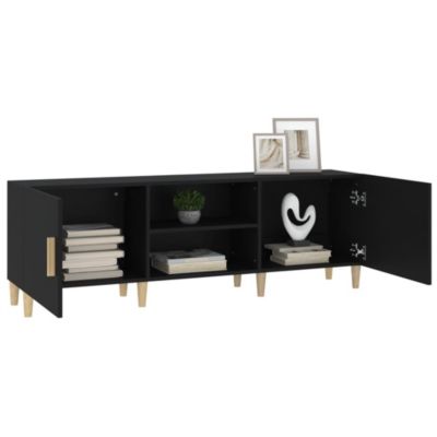 Meuble TV Noir 150x30x50 cm Bois d'ingénierie - Prolenta Premium