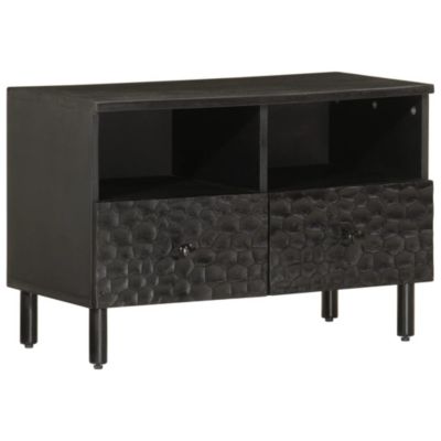 Meuble TV noir 70x33x46 cm bois massif de manguier - Prolenta Premium