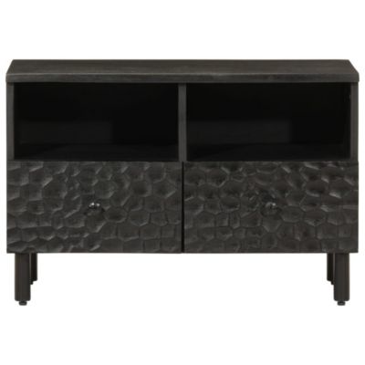 Meuble TV noir 70x33x46 cm bois massif de manguier - Prolenta Premium