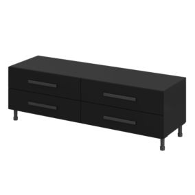 Meuble TV noir avec 4 tiroirs GoodHome Atomia H. 37 x L. 150 x P. 45 cm