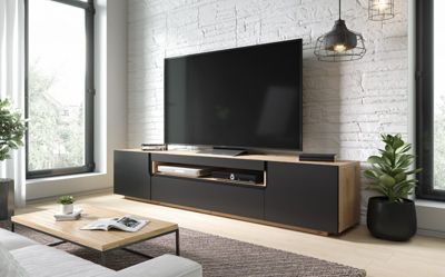 MEUBLE TV NOIR ET BOIS 2M00 - DOZE