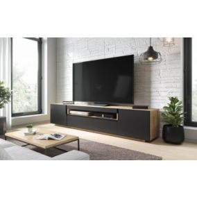 MEUBLE TV NOIR ET BOIS 2M00 - DOZE