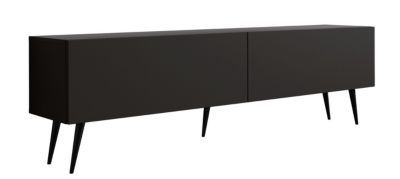 Meuble TV : Noir Mat, Pieds Noirs, 170 X 52 X 32 Cm