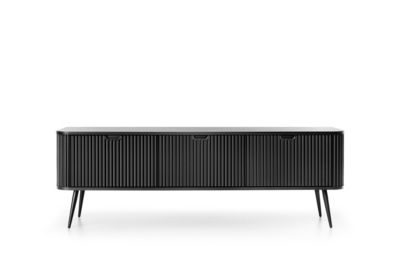 Meuble TV : noir, pieds noir, 168 x 57 x 39 cm