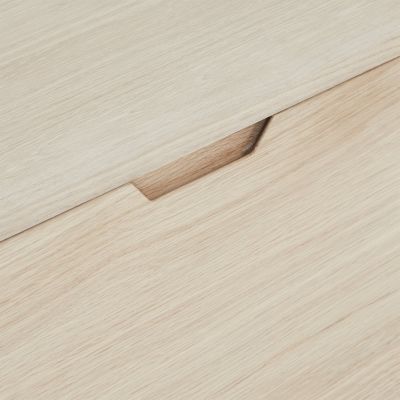 Meuble TV Nyborg avec 3 portes et 2 niches - Chêne massif et MDF - Naturel