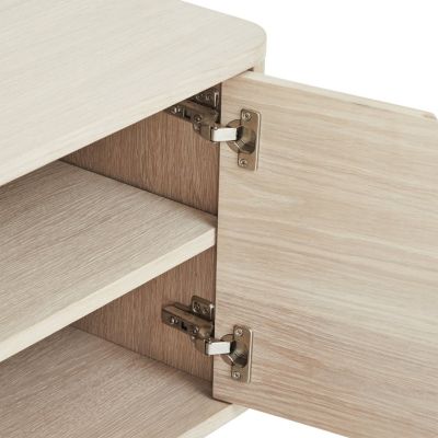Meuble TV Nyborg avec 3 portes et 2 niches - Chêne massif et MDF - Naturel