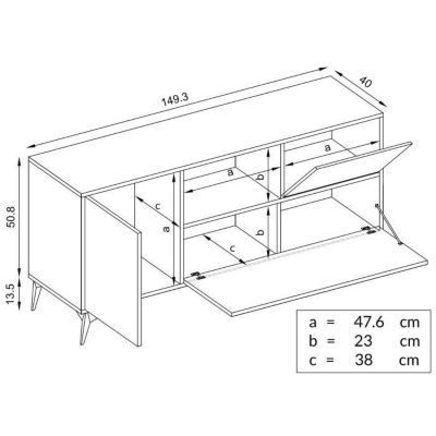 Meuble TV Orvieto Komodee - LEDs blanches - Chene Bijoux et Anthracite - Facades en Mat - 150x65x40 cm
