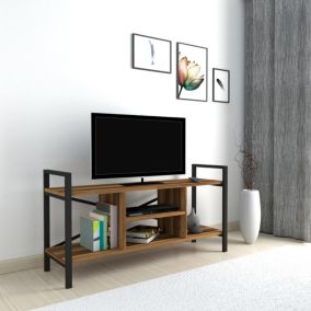 Meuble TV Osteroey avec espace de rangement 61 x 120 x 35 cm effet noyer en.casa