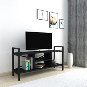 Meuble TV Osteroey avec espace de rangement 61 x 120 x 35 cm marbre noir en.casa