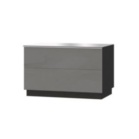 Meuble TV ou meuble dappoint 80cm collection ZANTE avec 2 tiroirs. Couleur noir et gris brillant.