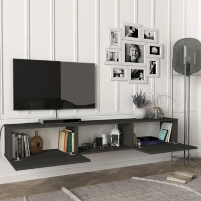 Meuble TV Paltamo 180 x 31 x 29,5 cm anthracite en.casa
