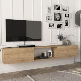 Meuble TV Paltamo 180 x 31 x 29,5 cm effet chêne en.casa