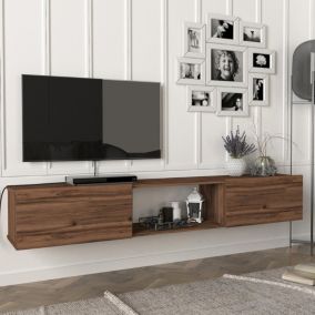 Meuble TV Paltamo 180 x 31 x 29,5 cm effet chêne foncé en.casa