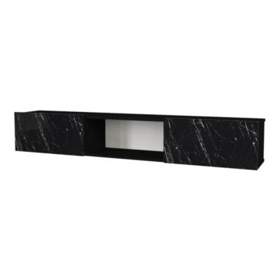 Meuble TV Paltamo 180 x 31 x 29,5 cm effet marbre noir en.casa