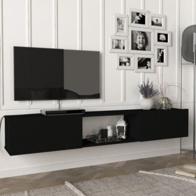 Meuble TV Paltamo 180 x 31 x 29,5 cm noir en.casa