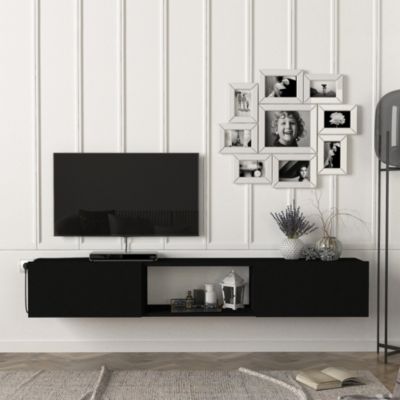 Meuble TV Paltamo 180 x 31 x 29,5 cm noir en.casa