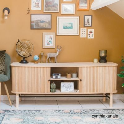 Meuble TV à portes coulissantes en bois 150 cm - Lino